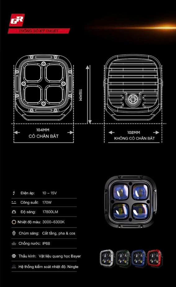 Đèn trợ sáng pha cos cao cấp GR G4