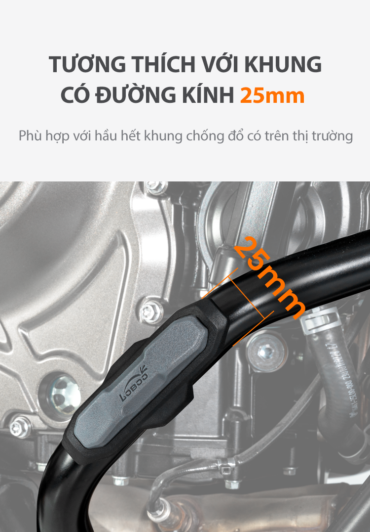 Giảm chấn cho khung bảo vệ xe 25mm Loboo CHG26