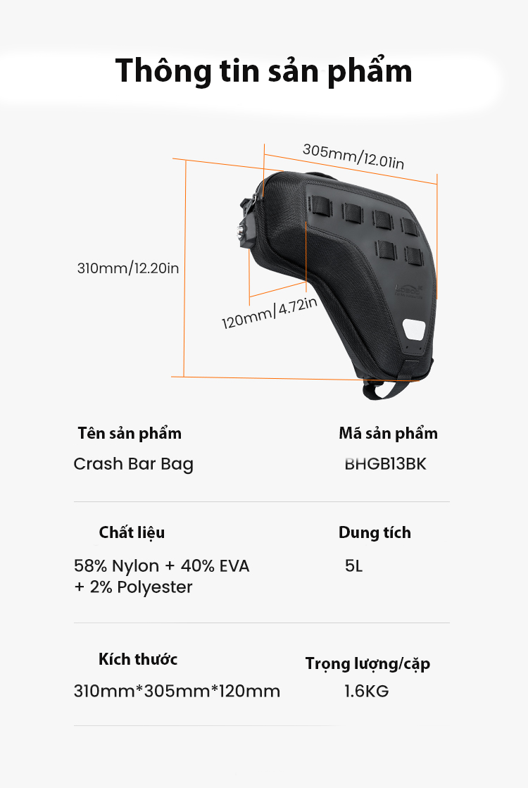 Túi bên bình xăng 5L 1300GSA Loboo BHG13
